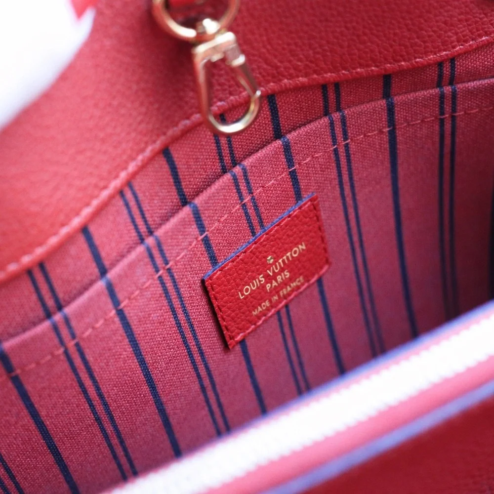 Louis Vuitton Red Embossed Monogram Satchel - Picture 3 of 7